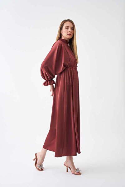 Mevra Βραδινό φόρεμα Dusty Rose με ελαστική μέση