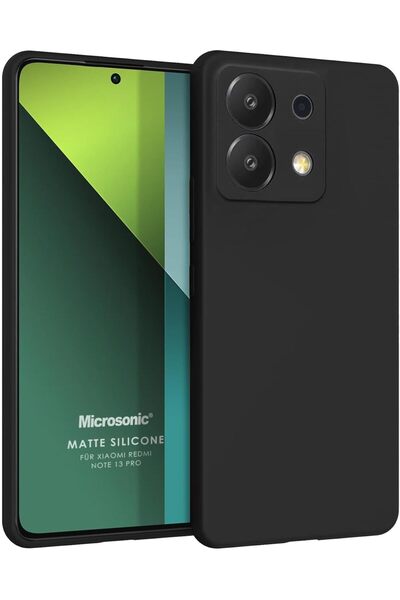 Matte Silicone Xiaomi Redmi Note 13 Pro 4G için Kılıf Siyah [Redmi Note 13 Pro 4G ile Uyumlu Kıl