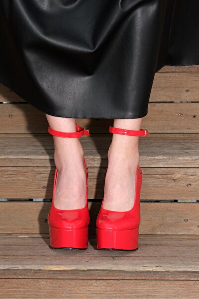 Sibel Durmaz Mendy Red Patent Leather High Platform Sandals