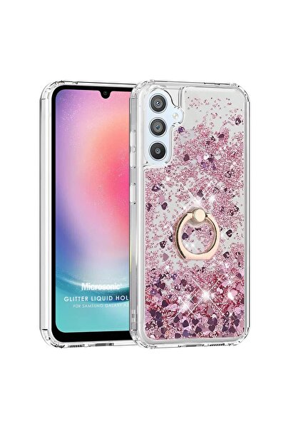 Microsonic Samsung Galaxy A24 Kılıf Glitter Liquid Holder Pembe