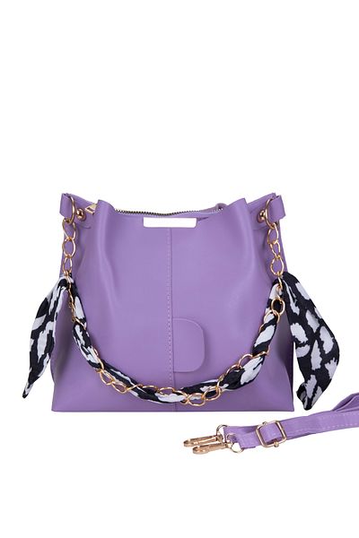 Cicomagaza Soft Leather Scarf Chain Accessory 3 Compartment Handbag and Shoulder Bag
