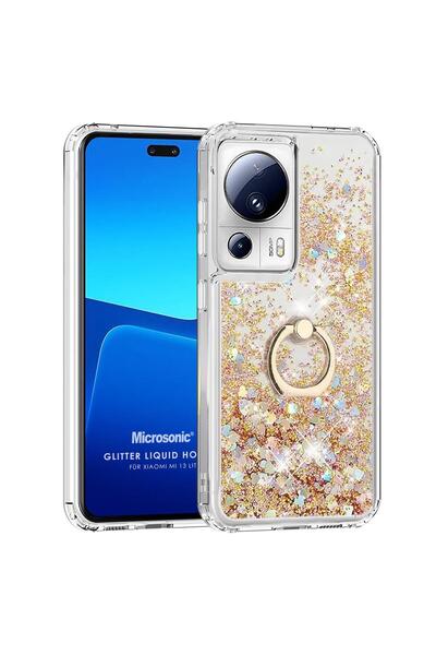 Microsonic Xiaomi Mi 13 Lite Kılıf Glitter Liquid Holder Gold