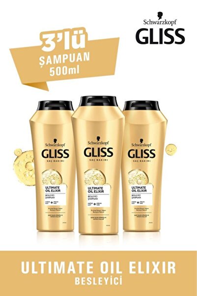 Gliss Ultimate Oil Elixir Besleyici Şampuan 500 ml X 3 Adet