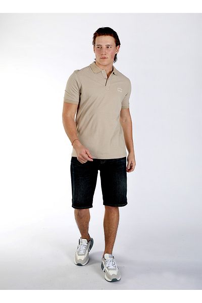 Lee Cooper Μπεζ ανδρικό μπλουζάκι πόλο 242 LCM NAVAGOİ