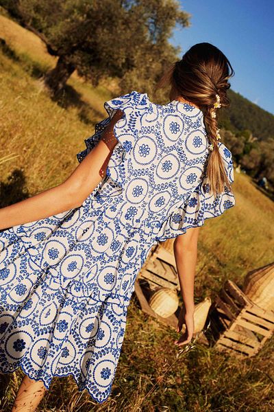 DeFacto Rochie mini cu mânecă scurtă, cu model, cu guler, Lug Von Siga x DeFacto B1218AX24SM