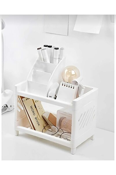 stilsenin34 منظم سطح الطاولة مكون من طبقتين، رف مكياج للمجوهرات، منظم مكتب، ح...