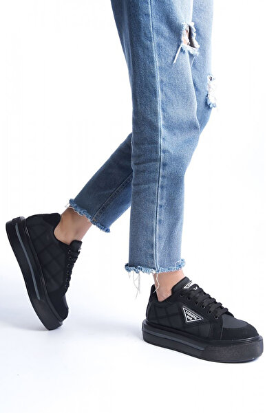 Rainon Store RDSPrag Black Orthopedic Lace-up Leather Women's Sports Shoes