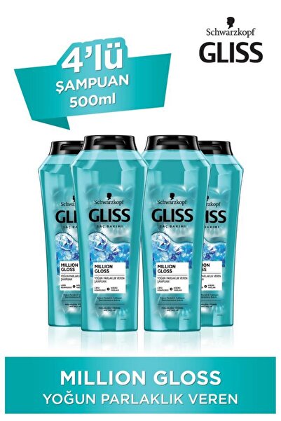 Gliss Million Gloss Yoğun Parlaklık Veren Şampuan 500 ml X 4 Adet