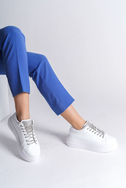 Rainon Store RDSDella Orthopedic Sole White Leather Women's Sports Shoes - Stoned Laced