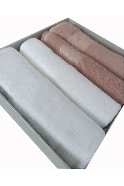 Özdilek Elissa Best Bath Set - White Beige Towel Set