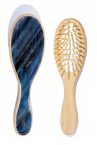 Roberta Lorenz blue jean sparkly bamboo comb