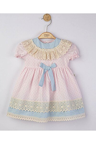 LİTTLE ANGELS Dantel Yaka Kız Bebek Elbise