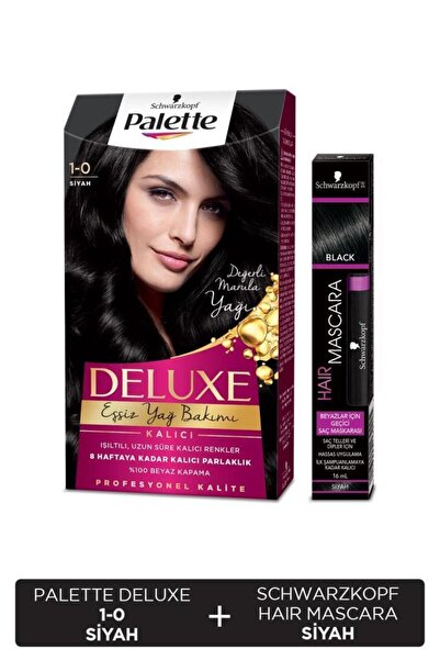 Palette Deluxe Saç Boyası 1-0 Siyah Schwarzkopf Saç Maskarası Siyah