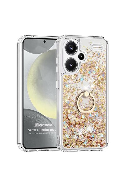 Microsonic Xiaomi Redmi Note 13 Pro Plus 5G Kılıf Glitter Liquid Holder Gold