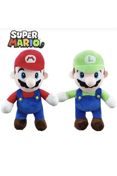DeyDi Store Dev Süper Mario Bros Luigi Peluş Ikili Set Kardeşler 25 Cm