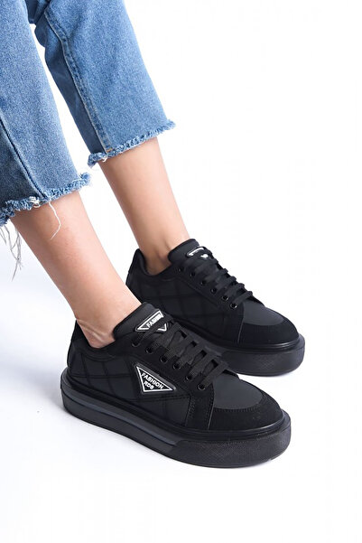 Rainon Store RDSPrag Black Orthopedic Lace-up Leather Women's Sports Shoes