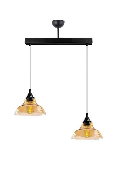 Lambadar Special Model Double Rectangular Black Modern Honey Glass Pendant Lamp Chandelier