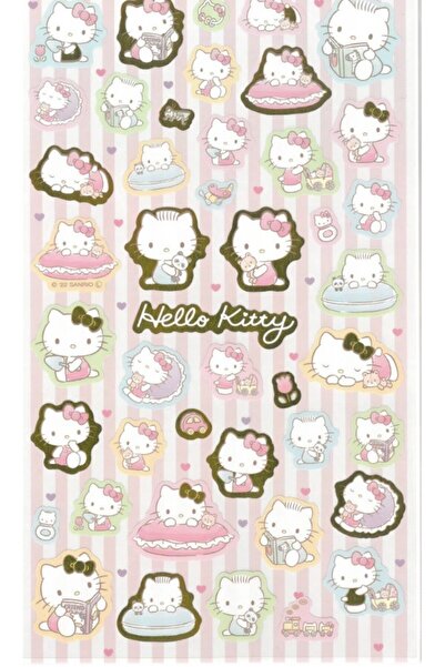 Concord Japon Hello Kitty Kawaii Gold Çıkartma Stickers