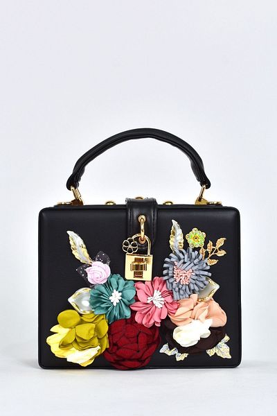 ELATAE Women's Shoulder Strap Floral Stoned Evening Dress Daily Handbag 17613
