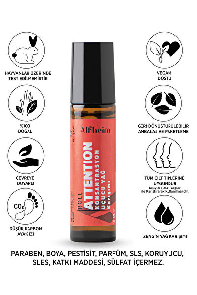 Alfheim Attention Terapi Roll/ Uçucu Yağ Karışımı/ Roll-on/ 10 Ml