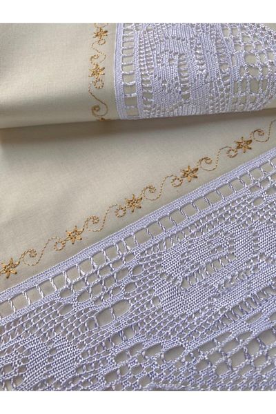 Çeyiz Bahçesi Pique Lace Cream Sheet Set