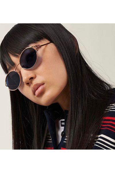 Miu Miu Mu52Yzvf/1V154 Sunglasses for Women - Rose Metal, Blue Lens, Uv400