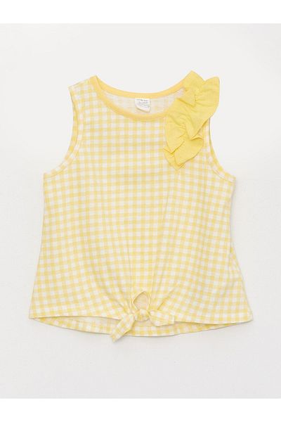 LC Waikiki LCW Baby Unterhemd mit Rundhalsausschnitt und Karomuster für Baby-Mädchen
