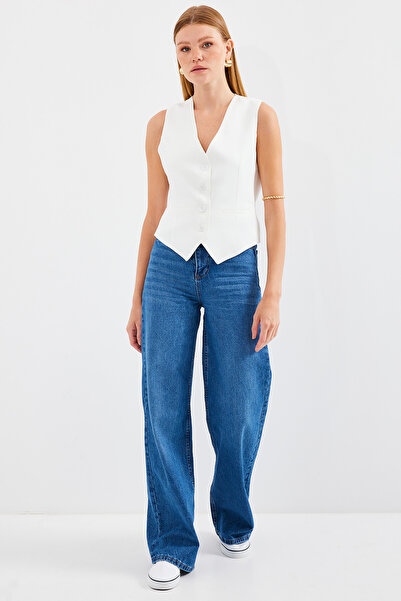 Bigdart 6796 Kısa Dokuma Yelek - Ekru