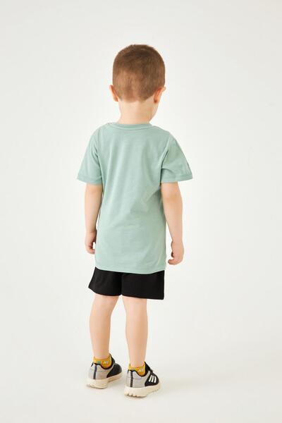 Perendi Boy's Camping Printed Shorts Set - Çağla