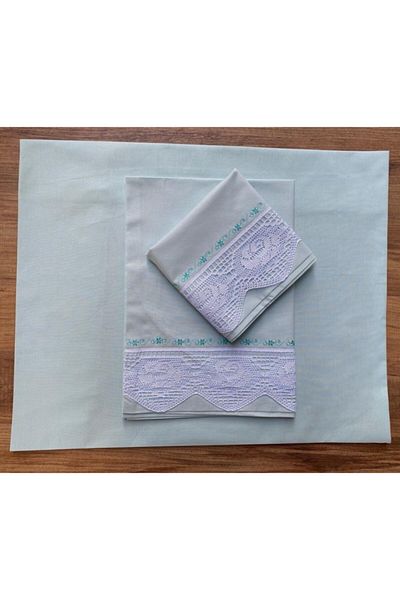 Çeyiz Bahçesi Laced Nile Green Sheet Set with Piccolo