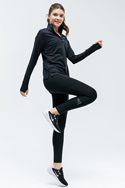 Nike Dri-fit Element Running Siyah Çeyrek Fermuar Kadın Koşu Üstü