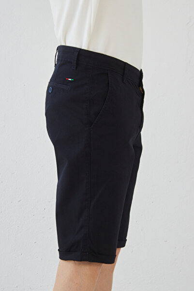 RAVANELLI Navy Blue Slim Fit Gabardine Cotton Men's Chino Shorts