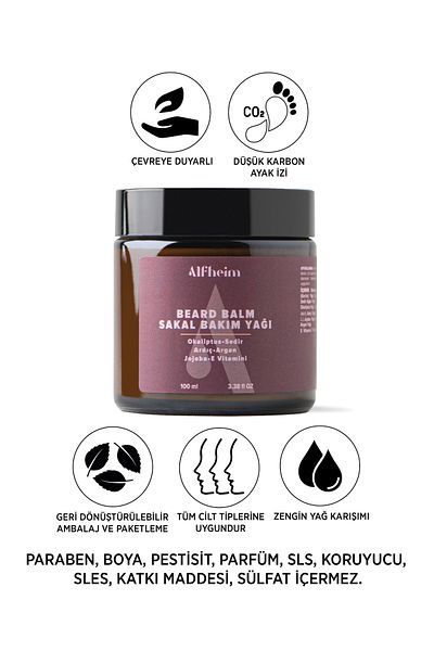 Alfheim 100 ml Beard Balm - Beard Care, Promotes, Strengthens and Helps Hair Growth