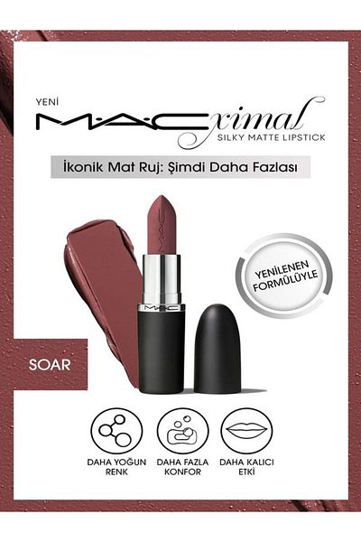M.A.C M·A·CXIMAL Soar - Silky Matte Lipstick, Intense Color, Moisturizing Lipstick