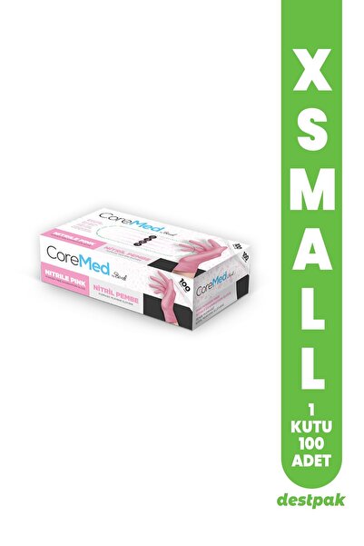 Destpak Bimel Coremed Pembe Nitril Eldiven Tek Kullanımlık Muayene Eldiveni (XSMALL) (1 KUTU-100 ADET)