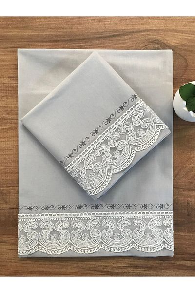 Çeyiz Bahçesi Jotem Picolu Double Pillow Case Gray