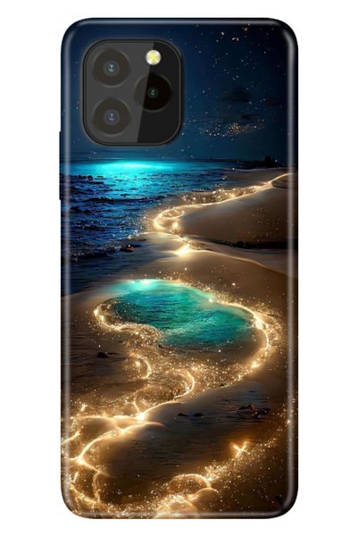 oukitel C21 Pro Uyumlu Kılıf Resimli Desenli Silikon Golden Beach