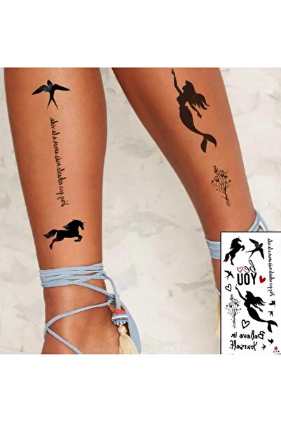 Mecit Tuhafiye DENİZ KIZI YAZI KALP EL KOL VUCUT İÇİN GEÇİCİ DÖVME