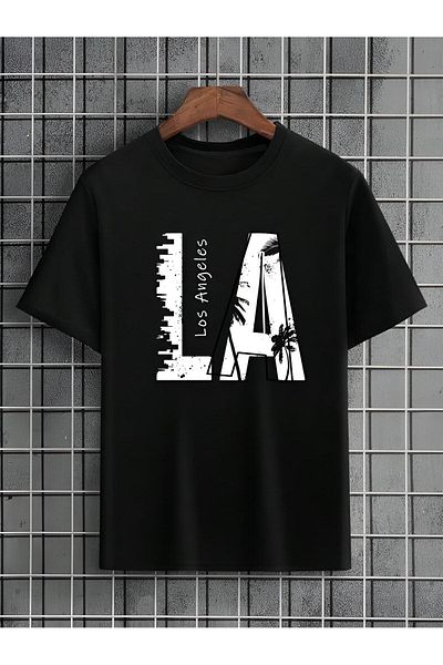 trendgar Unisex Μαύρο Oversize T-Shirt - LA Printed
