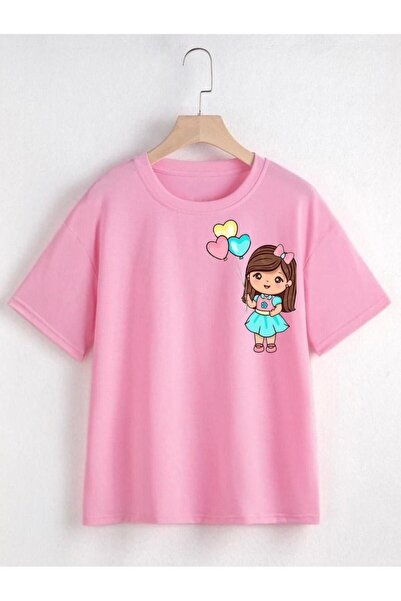 MINNOSUM MODA تي شيرت بناتي مطبوع عليه بالونات