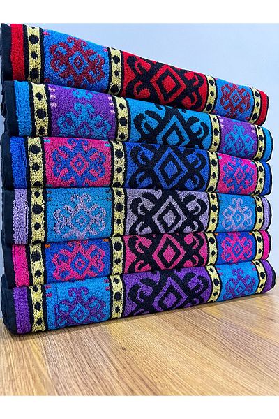 AYHANHOME Set of 6 50x90 100% Cotton Colored Hand and Face Towels