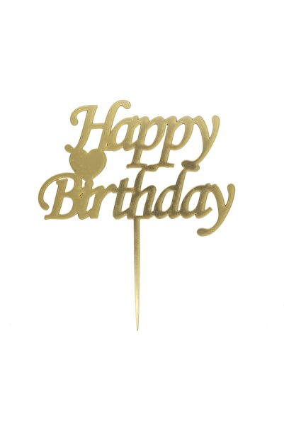 Genel Markalar Happy Birthday Pleksi Pasta Süsü Altın 15 X 15 Cm