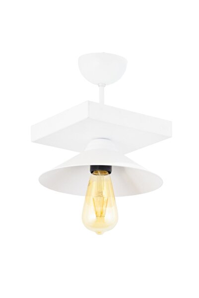 Lambadar Retro Rustik Model Metal Tekli Beyaz Profonyer Avize