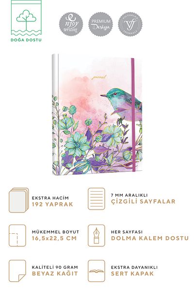 Victoria's Journals دفتر ملاحظات حلزوني مخفي مكون من 192 صفحة - 96 ورقة، 17x24 سم، 90 جرام