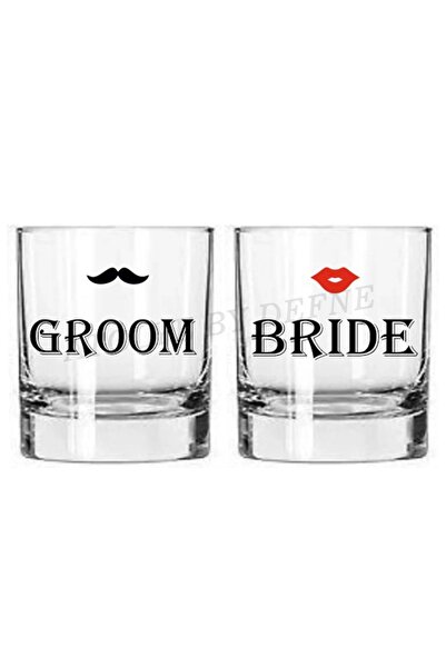 ATÖLYEBYDEFNE 2 Li Groom Bride Gelin Damat Viski Bardağı