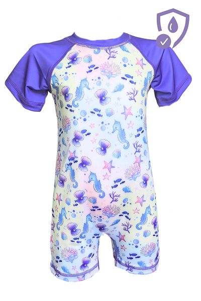 İYİBU Stretchy Water Repellent Swimming Jumpsuit for Baby Girl - Short Sleeve Beach and Pool Swimsuit