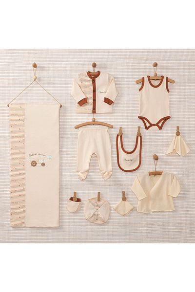 Bebbek Baby Boy Ecru Organic Bamboo Farmer Newborn 10 Pack Hospital Release