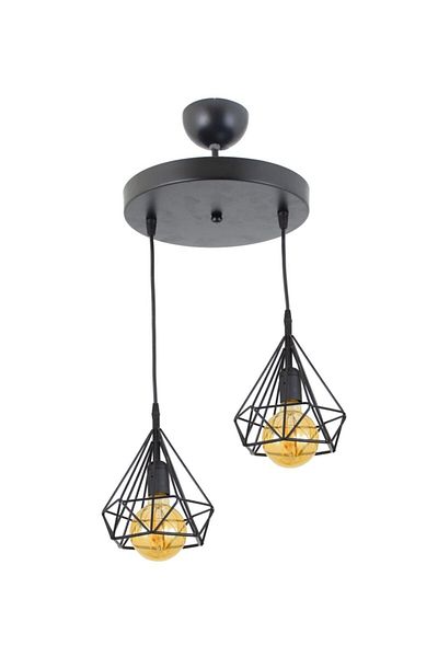 Lambadar Triple Black Prism Model Pendant Chandelier