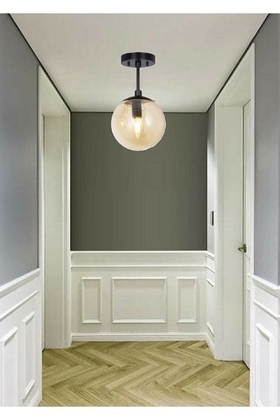 Lambadar Single Black Modern Design Globe Glass Chandelier