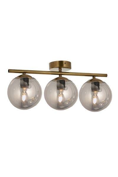 Lambadar Gold Triple Modern Smoked Glass Plafonier Chandelier
